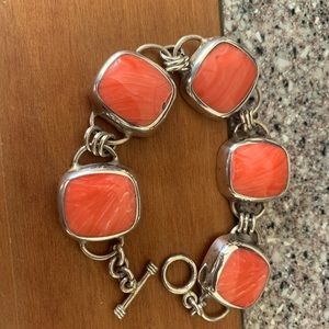 925 Silver and Coral Bracelet
